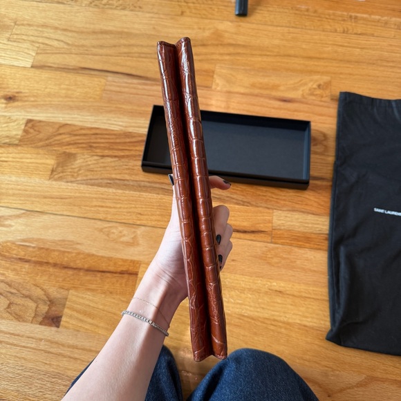 Saint Laurent Brown Crocodile Leather Embossed Croc Midnight Clutch Small - Picture 6 of 16